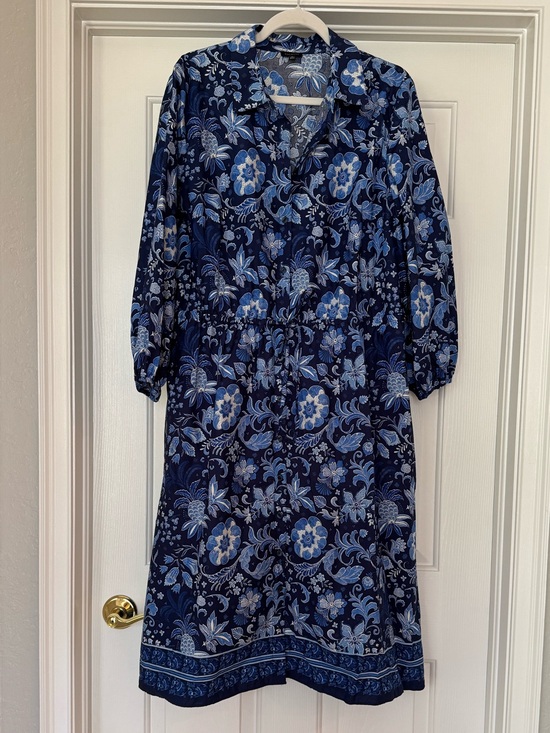 Talbots Dresses & Skirts - Talbots Blue Floral Button-Front Shirt Dress